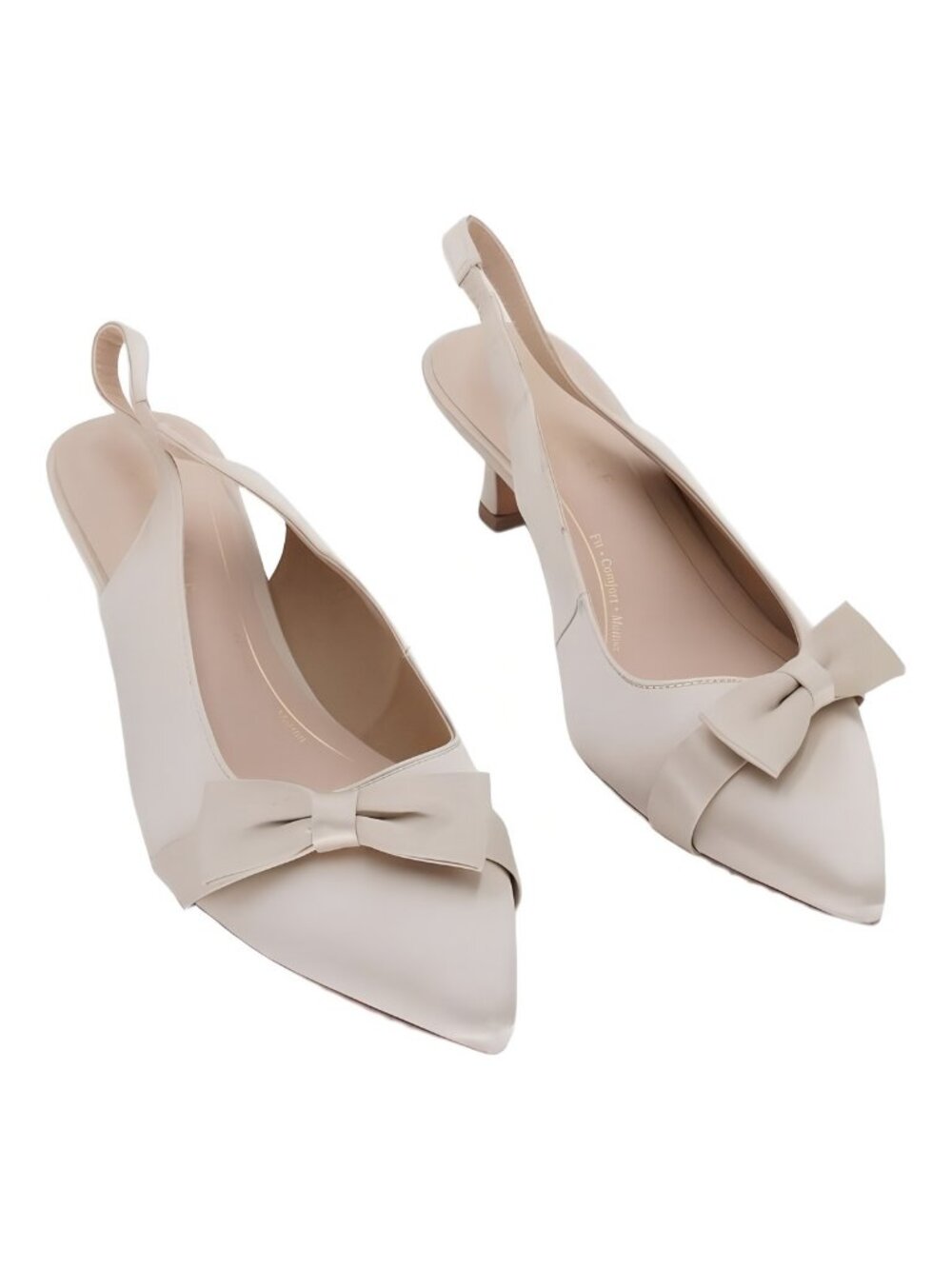 Journee Collection Womens Paloma Bow Sling Back Champagne Satin Sz 8.5M